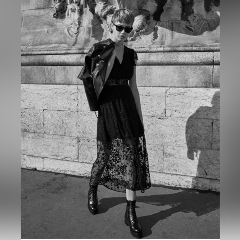 The Kooples Sheer Lace Midi Dress Gothic Romantic Luxury Whimsical Witchy Sz 2 - Picture 1 of 6